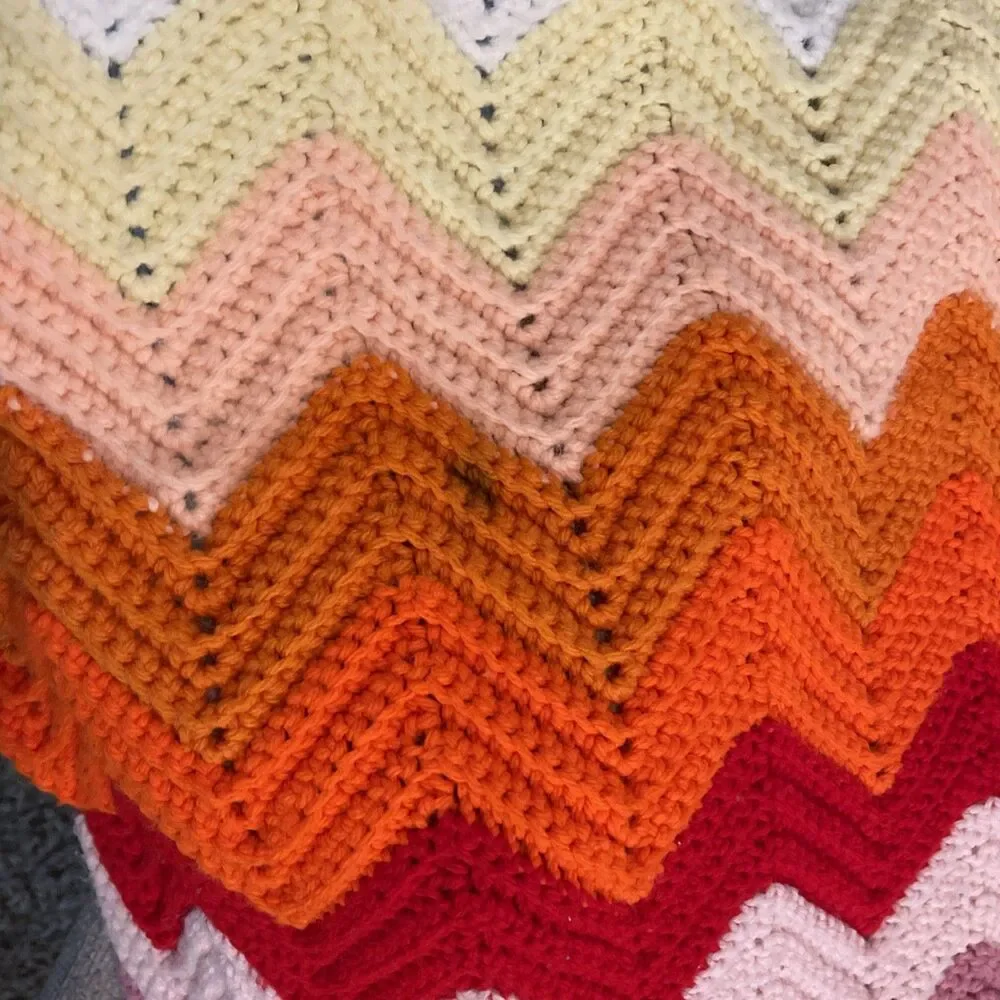 Crocheted Blanket Handmade Throw Blanket Multicolor Lap Blanket 56 x 38